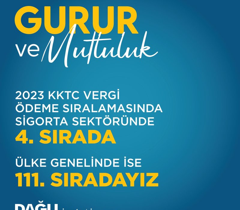 Dağlı Sigorta, 2023 KKTC Vergi Ödemeleri Sıralamasında Sigorta Sektöründe 4. Sırada